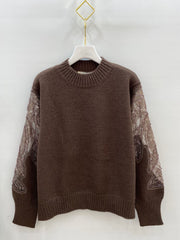 Pull maille et tulle brodé