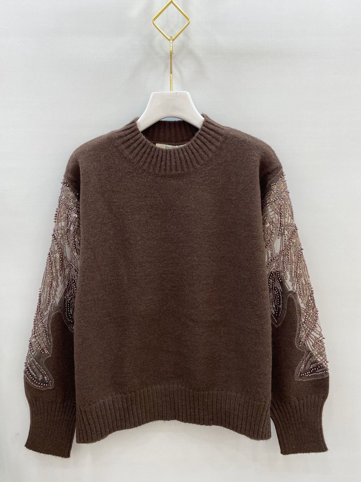 Pull maille et tulle brodé