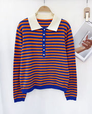 Pull col chemise rayé