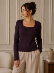 Pull maille col carré dentelle