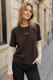 Pull femme superposition dentelle
