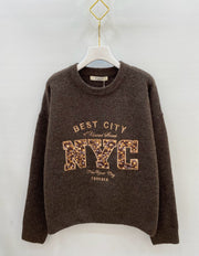 Pull maille brodé NYC