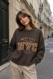 Pull maille brodé NYC