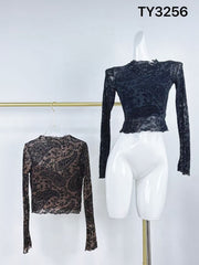 Top en tulle motif cachemire