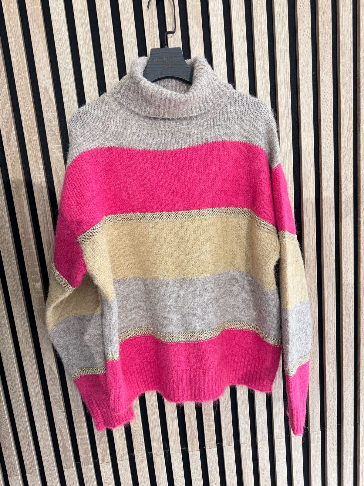 PULL COL ROULÉ MAILLE RAYURES