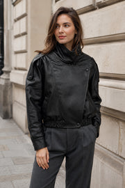 Veste effet cuir col montant