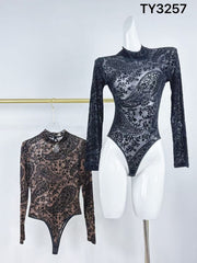 Top body col montant motif cachemire