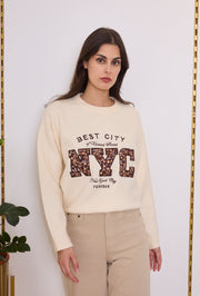 Pull maille brodé NYC