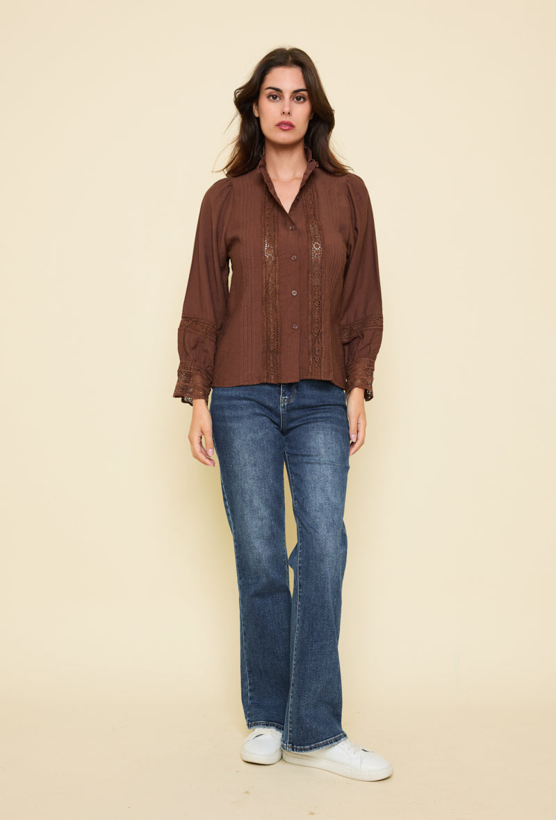 Chemise coton dentelle vintage
