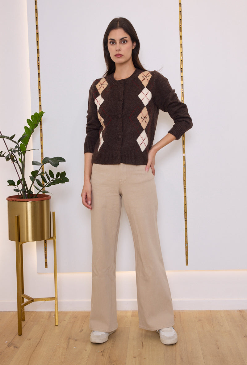 Gilet en maille jacquard losanges