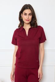 Top Polo Maille Brillante Col V