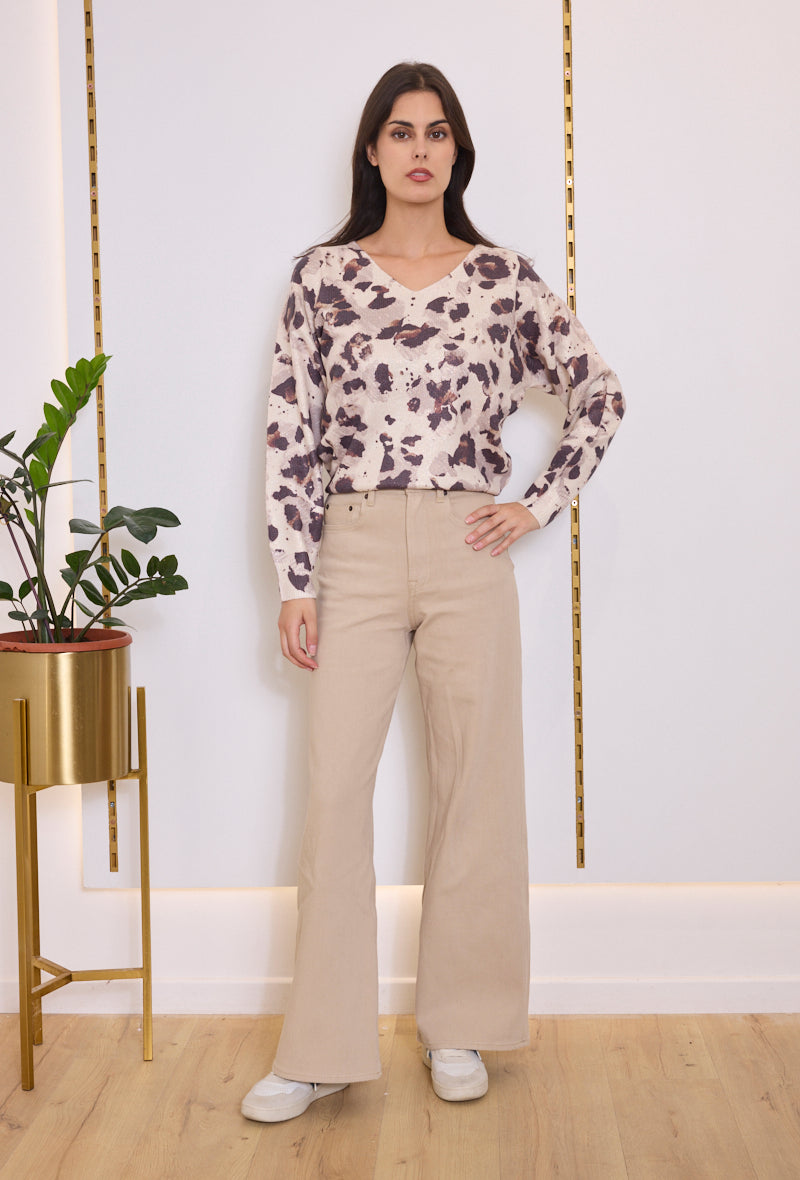 Pull maille imprimé abstrait