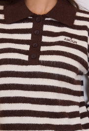 Pull polo rayé femme