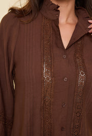 Chemise coton dentelle vintage