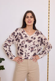 Pull maille imprimé abstrait