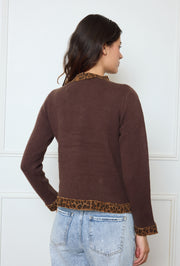 Gilet chic avec bordure léopard