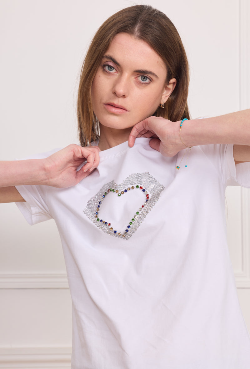 Tshirt coeur strassé