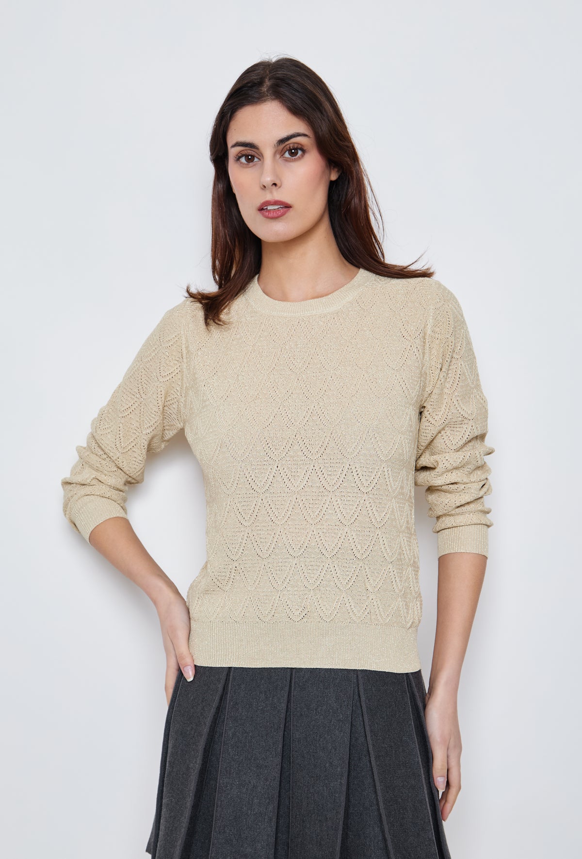 Pull maille ajourée losanges