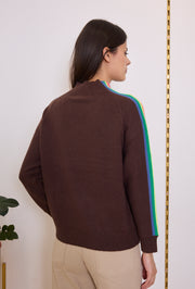 Pull col montant à bandes contrastantes