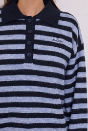 Pull polo rayé femme