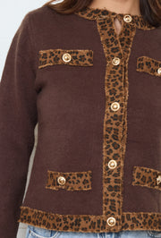 Gilet chic avec bordure léopard