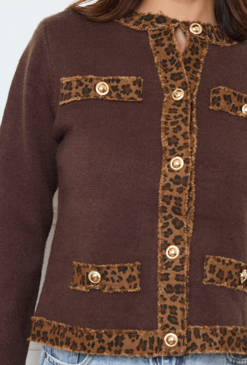 Gilet chic avec bordure léopard