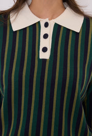 Pull col polo maille rayé