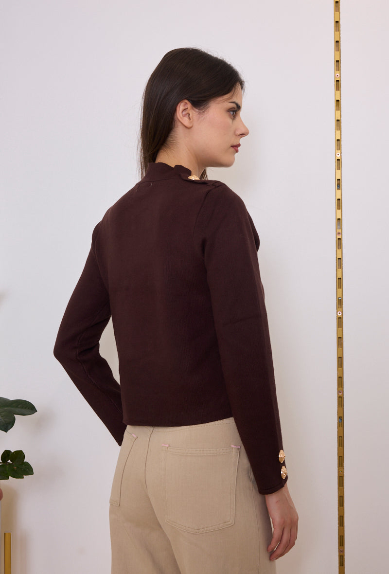 Gilet Style Officier Boutons Dorés