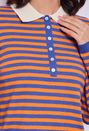 Pull col chemise rayé