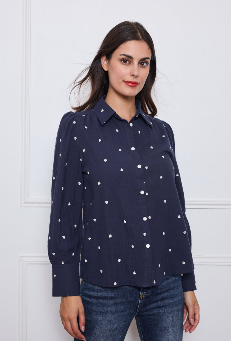 Chemise imprimé cœurs légers