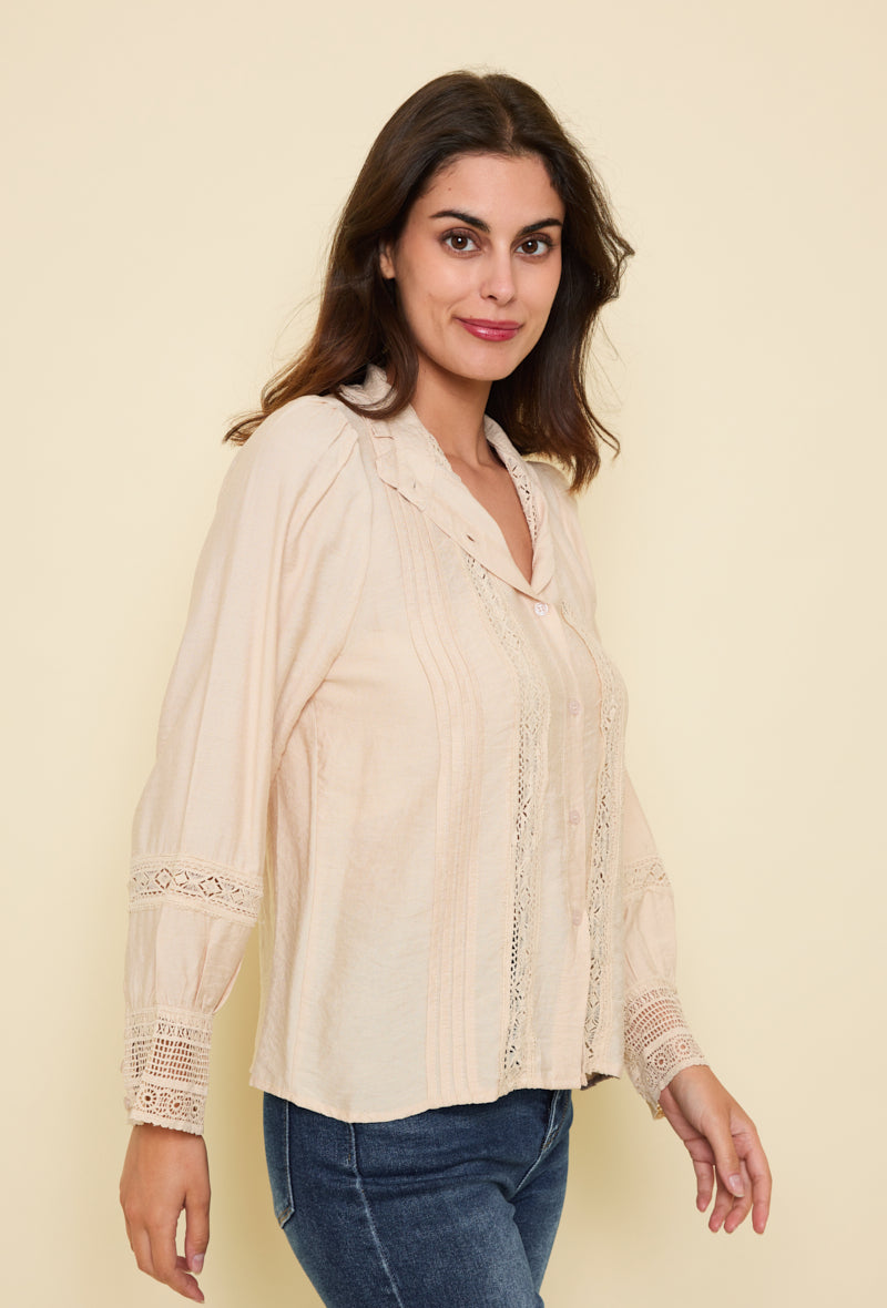 Chemise coton dentelle vintage