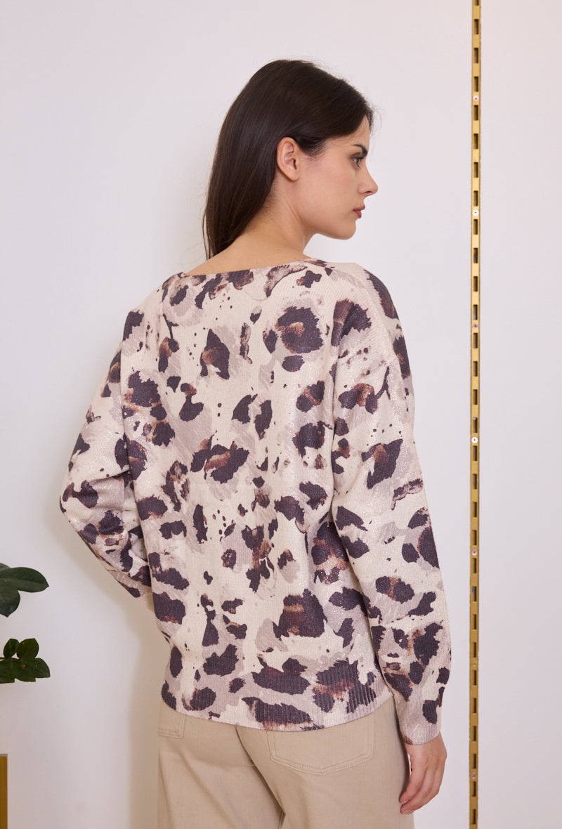 Pull maille imprimé abstrait