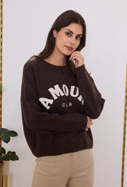 Pull maille inscription AMOUR CLUB