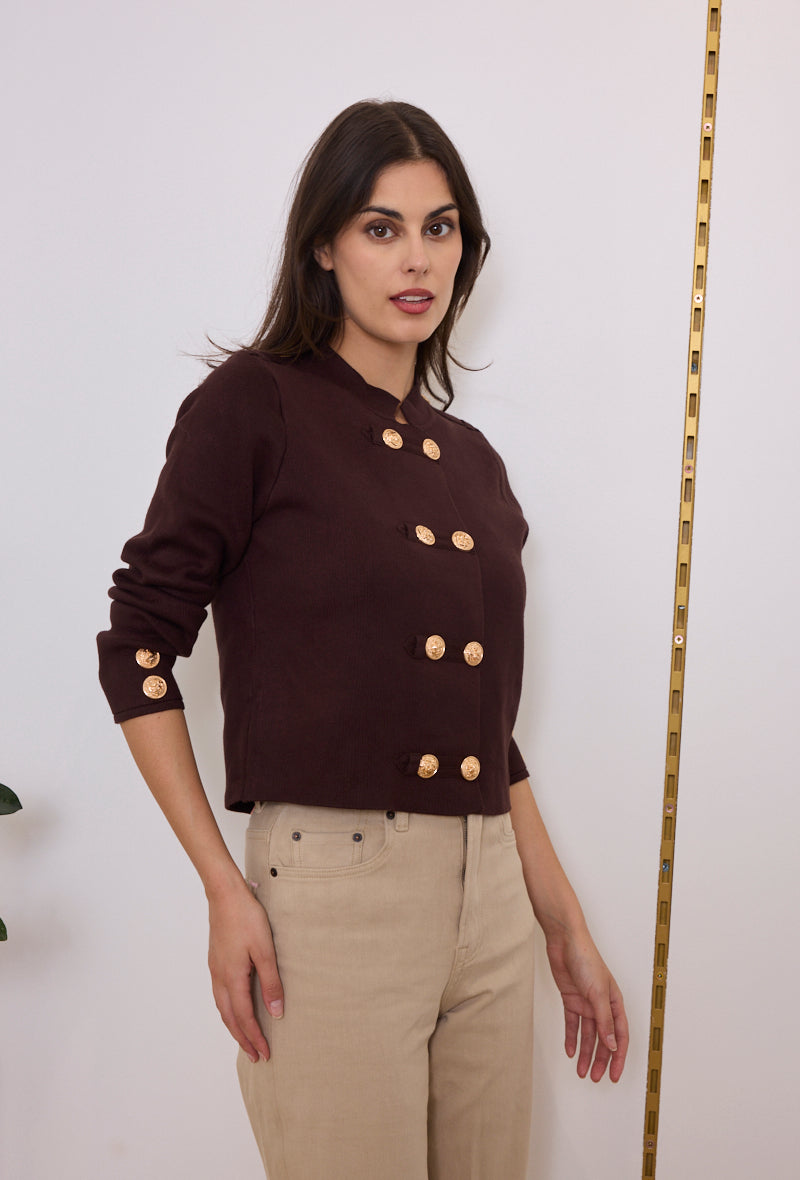 Gilet Style Officier Boutons Dorés