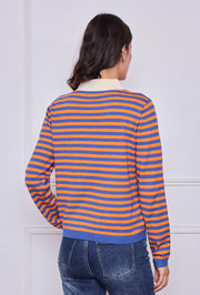 Pull col chemise rayé
