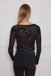 Top corset manches longues velours