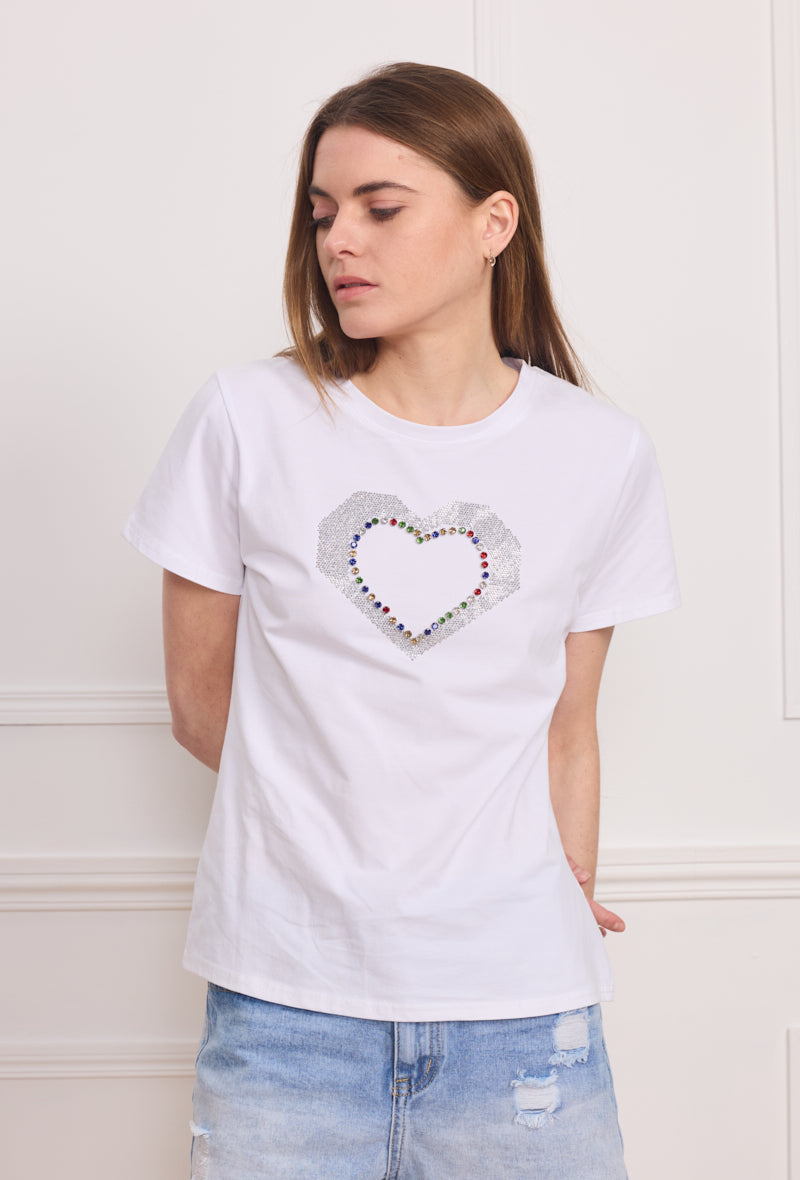 Tshirt coeur strassé