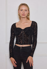Top corset manches longues velours