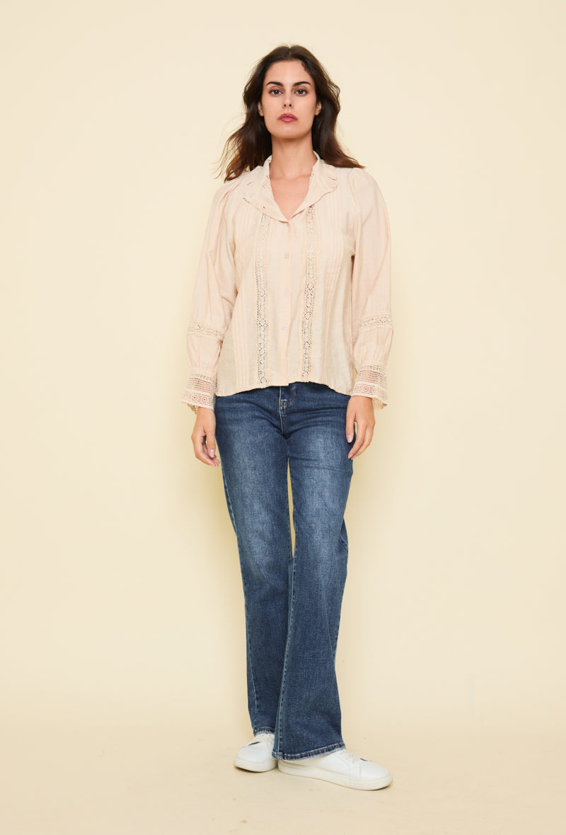 Chemise coton dentelle vintage