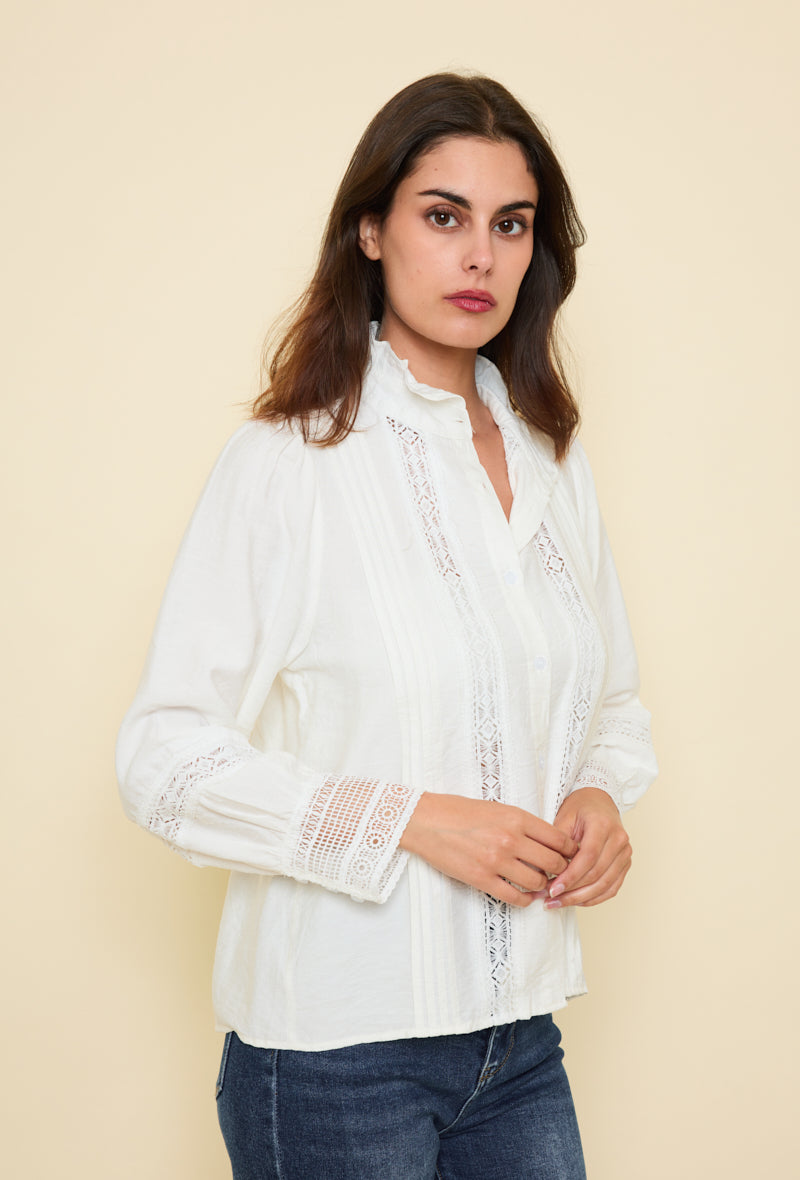 Chemise coton dentelle vintage