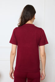 Top Polo Maille Brillante Col V