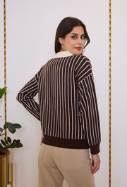 Pull col polo maille rayée