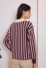 Pull col polo maille rayé