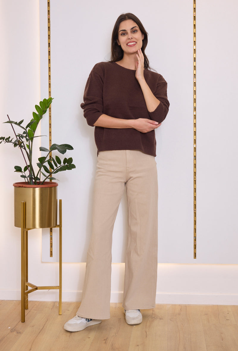 Pull maille réversible dos noué