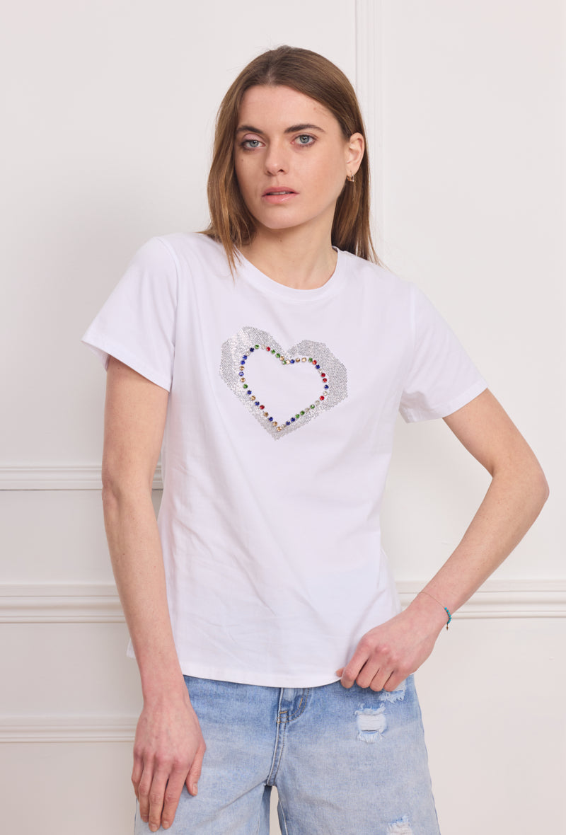 Tshirt coeur strassé