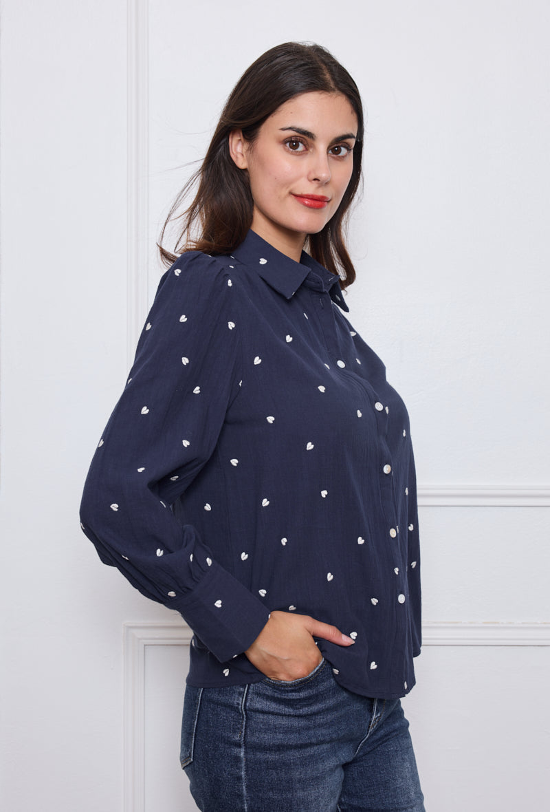 Chemise imprimé cœurs légers