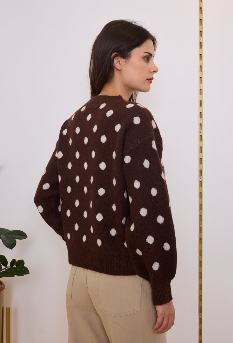 Gilet maille pois fermeture chinoise