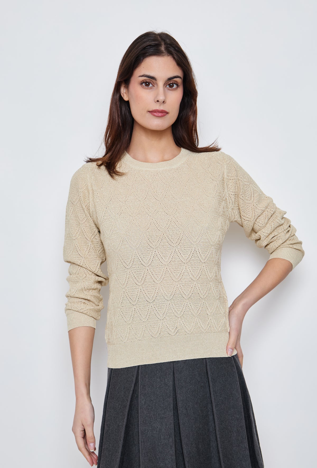 Pull maille ajourée losanges