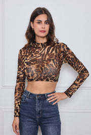Haut femme imprimé léopard transparent