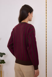 Pull maille rayé inscription bouclette
